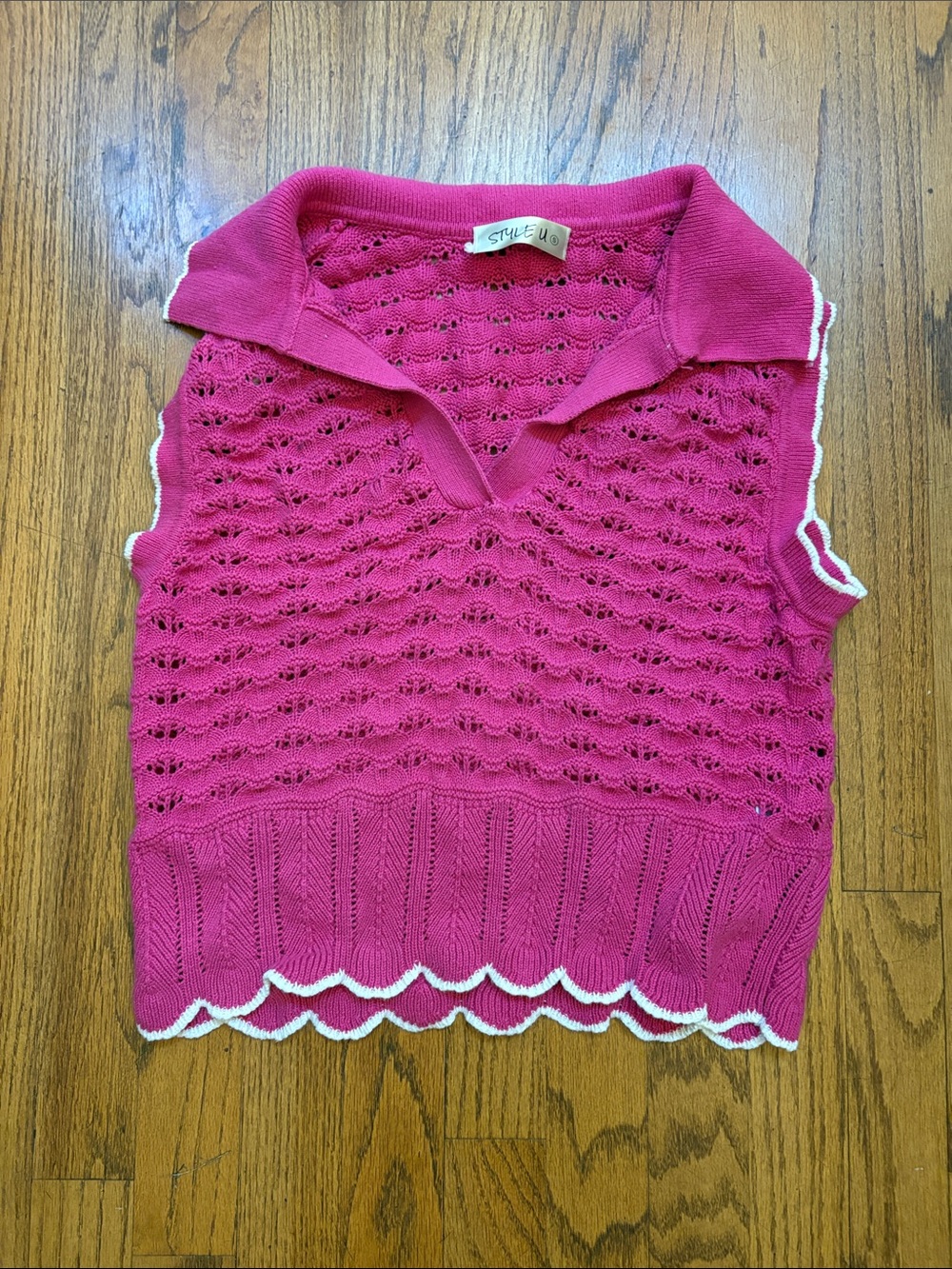 Pink Knit Sleeveless Sweater Vest
